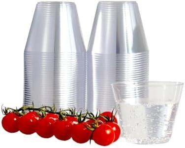 TT 200 Pack 9oz Disposable Plastic Cups - Clear Drinking Glasses, Party Cups for Wedding, Picnic, Travel, Camping & Events