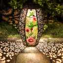 Larekook Hummingbird Solar Lantern Outdoor Waterproof,13" Large Metal Hanging Lantern Decorative,Hummingbird Solar Lights for Yard Lawn Porch Patio Garden Decor,Birthday Gifts for Women Mom