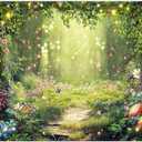 Fabric 10x8ft Enchanted Forest Photography Backdrop Fairy Garden Background Kids Girl Magic Wonderland Party Decoration Spring Photo Booth Props
