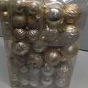 100PCS Christmas Ball Ornaments, Assorted Shatterproof Christmas Tree Decorations, Seasonal Decorative Hanging Baubles Decor Set for Xmas/Holiday/Party, Glitter&Painting Ornament Set (Gold)