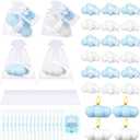 Treela 24 Sets Cloud Baby Shower Party Favors for Guests Small Cloud Shaped Tealight Candles Thank You Tags Return Gifts for Baby Shower Cloud 9 Theme Party Favor and Decorations(White, Blue)