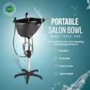Dompel Portable Shampoo Bowl – Washing Unit & Hair Sink for Salons, Home Care, Seniors & Disabled – Chrome Steel Structure, Adjustable Height, 22L Capacity