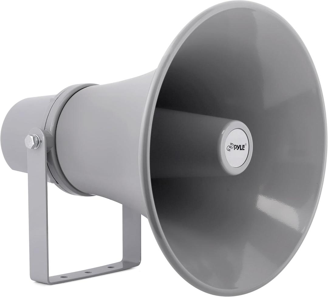 Pyle Indoor Outdoor PA Horn Speaker-11 Inch 30-Watt Power Compact Loud Sound Megaphone w/400Hz-5KHz Frequency,8 Ohm,70V Transformer,Mounting Bracket,For 70V Audio System-Pyle PHSP121T