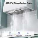 IKTCH 42 inch Built-in/Insert Range Hood 900 CFM, Ducted/Ductless Convertible Duct, Stainless Steel Kitchen Vent Hood with 2 Pcs Adjustable Lights and 3 Pcs Baffle Filters with Handlebar