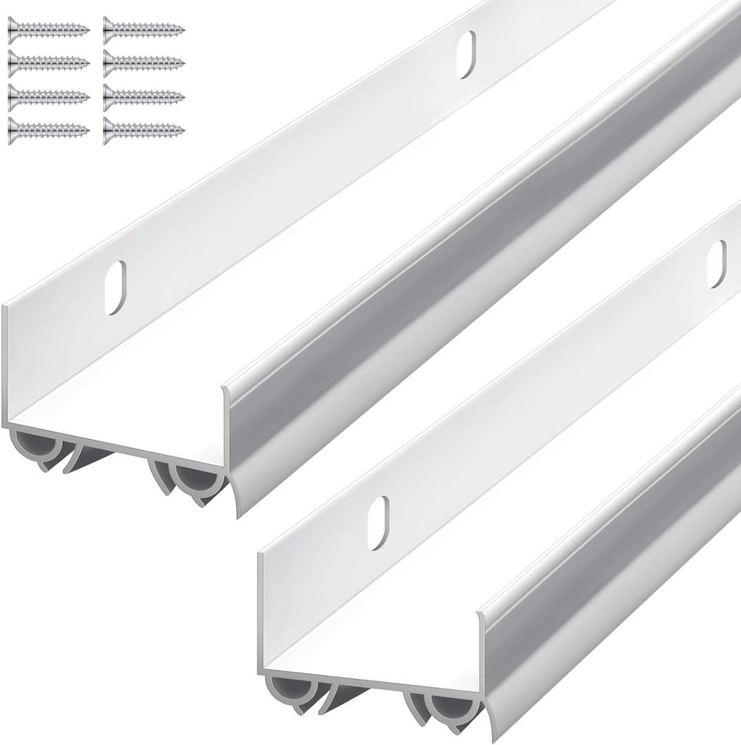 2 Sets Door Sweep Plastic PVC 1 3/4" x 36" Slide on Bottom Exterior Door Seal Strip for Weather Stripping Draft Stopper (White) 2 Sets Door Sweep Plastic PVC 1 3/4" x 36" Slide on Bottom Exterior Door Seal Strip for Weather Stripping Draft Stopper (White)