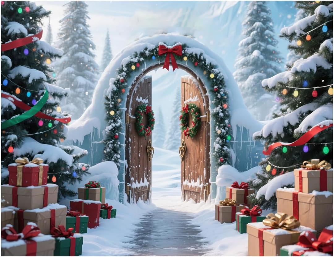YYNXSY 7x5ft North Pole Christmas Backdrop Christmas Photography Backgroud Xmas Winter Backdrops YY-3592