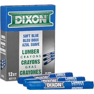 Dixon Industrial Lumber Marking Crayons, 4.5" x 1/2" Hex, Soft-Blue, 12-Pack (52112)