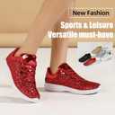 Lxuan Women's Glitter Sneakers Shoes Lightweight Tennis Shoes Metallic Sequin Walking Shoes, Size 8.5