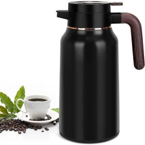 68oz Thermal Coffee Carafe, Stainless Steel Carafes for Hot Liquids 24 Hours, Insulated Coffee Carafes For Keeping Hot Coffee, Hot Water, Tea, Hot Beverage (Black)
