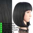 10Inch Black Wig with Bang Short Straight Hair Cosplay Bob Wig For Girls Women Theme Party (Black)