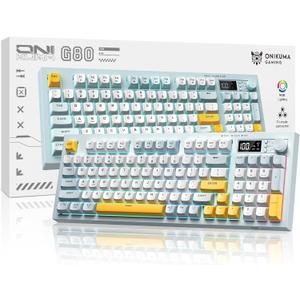 Wireless Keyboard Creamy Membrane with Rainbow Backlight,3Mode Connectivity (BT/2.4G/USBC) with LCD Screen & Multifunction Knob,200H Battery, 94 Key PBT Keycaps, Quiet Typing for Office/Home/Gaming