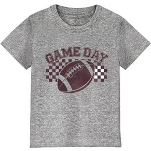 Game Day Shirt Football Shirt Classic Crewneck Cotton Tee for Ages 2-7 Years (3-4T, Gray Rugby)