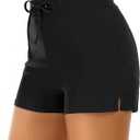 Women's Swim Shorts Bathing Suit Bottoms High Waisted Swimsuit Tankini Boy Shorts with Pocket 5 Inch Black S