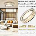 Dimmable Crystal Flush Mount Ceiling Light,LED 5CCT 2700K-6000K,BK,36W,15″