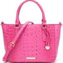 Ladies Tote Leather Bags for Women Crocodile Embossed Zipper Satchel Purse Elegant Compartments Crossbody Work (Rose Red)