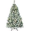 4.5 ft. Pre-Lit Snow Flocked Hinged Pine Artificial Christmas Tree with 200 Warm LED Lights