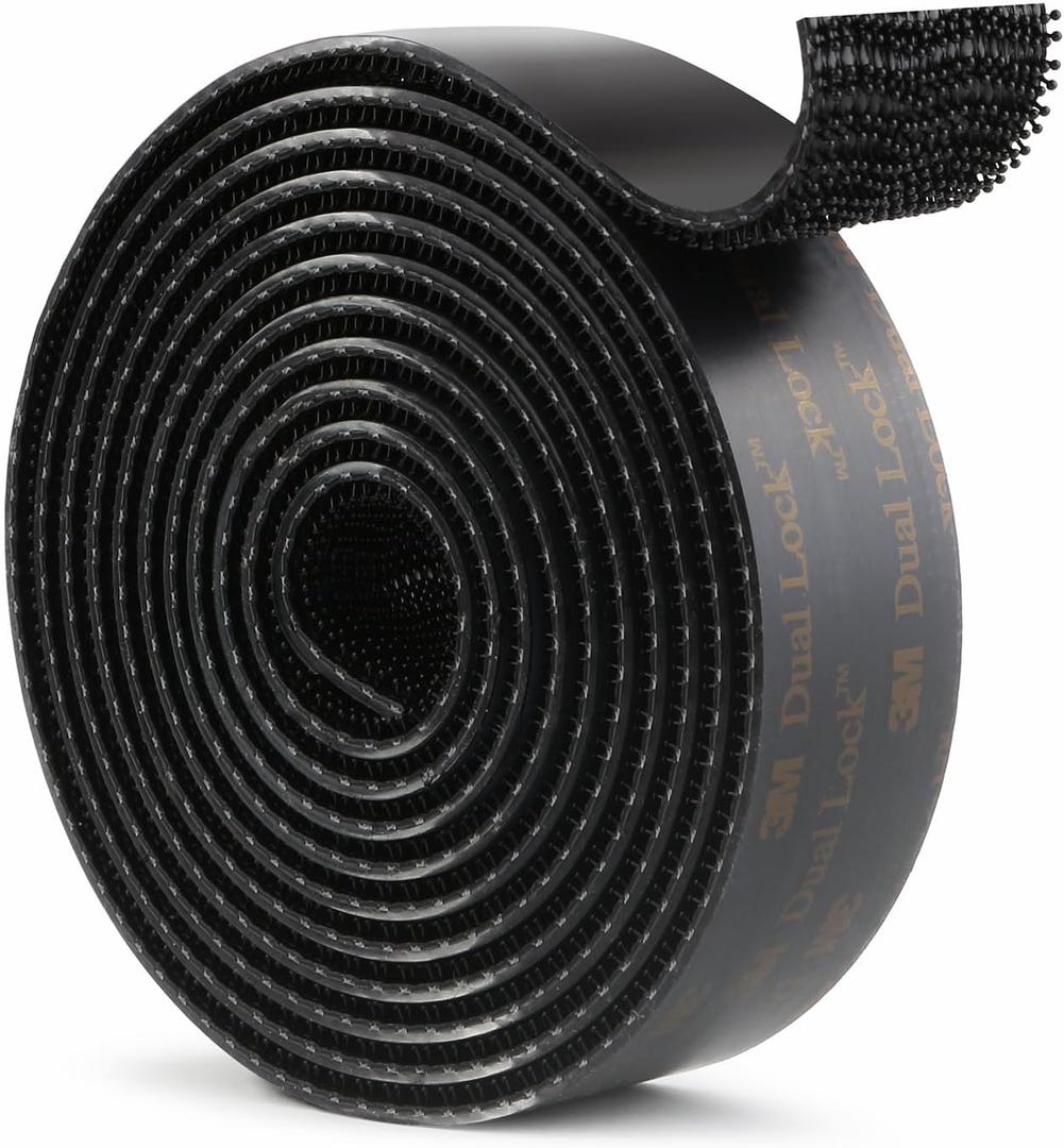 3M Dual Lock SJ3550 1"6ft Black 1 Pack Reclosable Fastener Mounting Tape Interlocking Mushroom Shaped Strong Adhesive Hook Lock Sticky Tape for Indoor and Outdoor