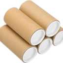 PATIKIL Mailing Tube, (4 x 1.6 Inch, Brown) (5 Set) Kraft Poster Packaging Tube with Caps, Suit for - Shipping Storing Protecting Posters/Artwork Documents/Blueprint