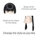 Long Black Braided Wig with Necklace for Kids Child Pigtail Wig Party Halloween Outfit