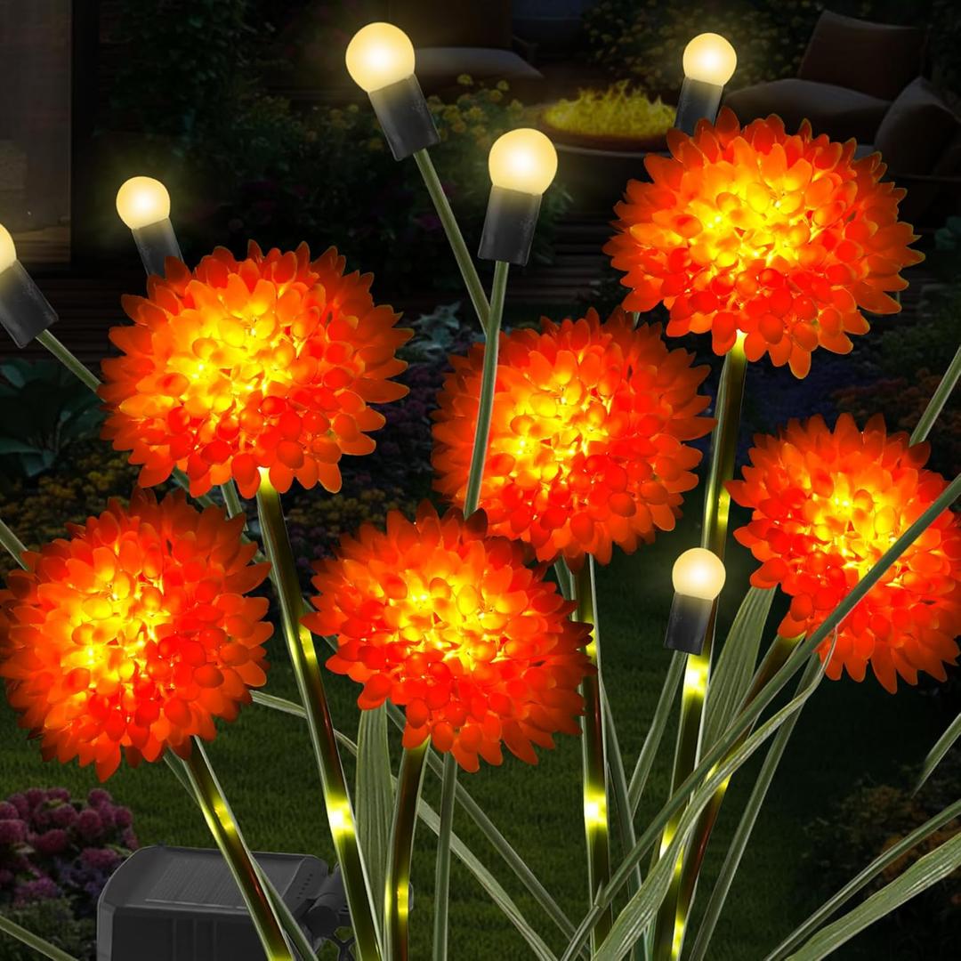 ZENFLORAL'S 6 Pack Solar Garden Lights with Flower and Firefly Decor, Waterproof LED Solar Flowers Outdoor,2 Mode Light for Garden,Patio,Yard,Pathway,Decoration Gifts for Women Mother's Day
