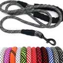 MayPaw Heavy Duty Rope Dog Leash, 8 FT Nylon Pet Leash, Soft Padded Handle Thick Lead Leashes for Large Medium Dogs (Black, 1/2" * 8')