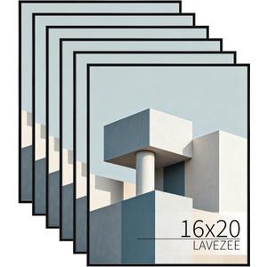 Lavezee 16x20 Picture Frames for Wall 6 Packs, Lightweight 16X20 Frames Display 16 By 20 Photo Picture Artwork for Wall