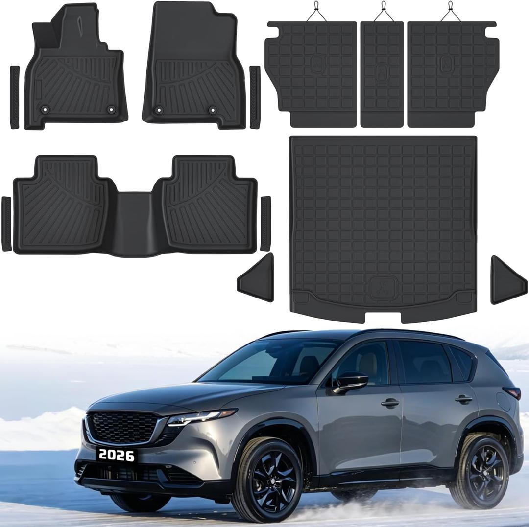 Floor Mats Compatible with Mazda CX-5 2026,All Weather Protection Duarble TPE Cargo Liner with Backrest Mats, Door Sill Guards Accessories Compatible with Mazda CX5 2026