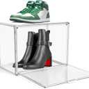 X-Large Clear Plastic Boxes for Big Shoes, Acrylic Sneaker Shoe Display Case Transparent Stackable Boot & Shoe Boxes Clear Shooe Organizer with Lids