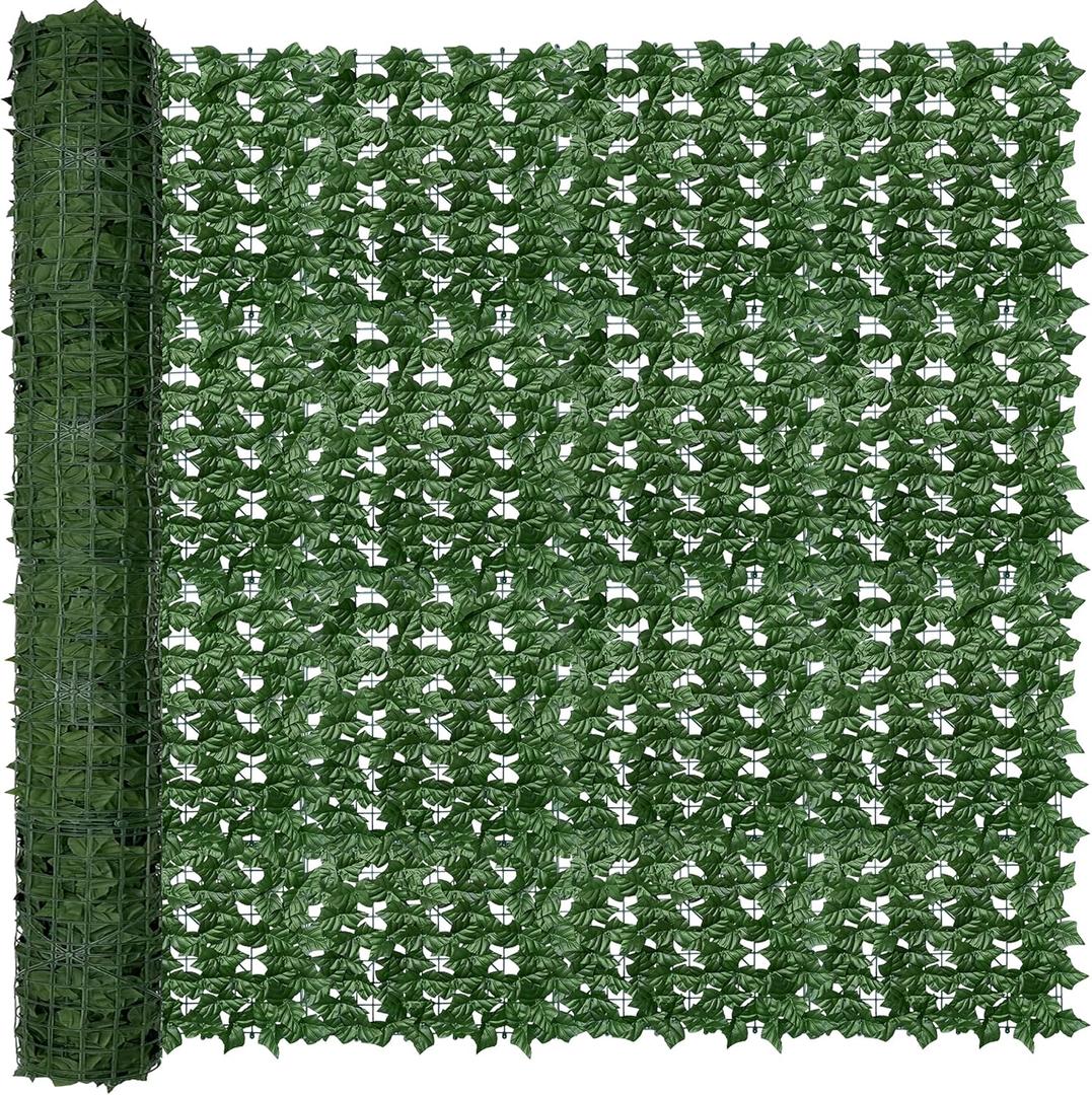 Artificial Fence Privacy Screen: 6FT x 50FT UV-Anti Faux Greenery Backdrop Ivy Chain Link Shades Panels for Patio, Balcony, Garden,Deck,Backyard Indoor Outdoor Green Wall Decor