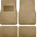 FH Group Car Floor Mat 4 Piece Set Driver's Seat with Heel Pad Deluxe Front 66 x 43 cm Rear 32 x 43 cm Beige