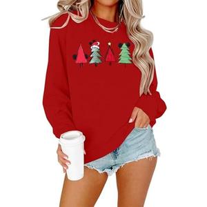 JINTING Christmas Sweatshirt for Women Christmas Tree Pullover Xmas Holiday Crewneck Sweatshirts Long Sleeve Top Large