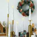 Funtery 12 Pcs LED Flameless Christmas Tree Taper Candles, 9.7" Real Wax Battery Operated Candlestick Lights with Remote Timer and 3D Flickering Flame for Home Decor(White,Classic)