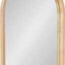 Kate and Laurel Hutton Modern Wood Arched Mirror; 24 x 36; Natural Wood; Decorative Transitional Large Arch Mirror with Deep Profile for Use as Bathroom Mirror for Over Sink