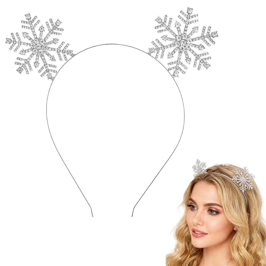 CHUN-YAN Christmas Headband for Women - Snowflake Headband for Women - Glitter Rhinestone for Christmas Hair Accessories - Holiday Headbands Holiday Party Favors