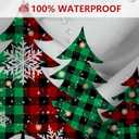 MEHOFOND 4pcs Christmas Shower Curtain Sets Merry Christmas Shower Curtain Set Red Buffalo Plaid Bathroom Sets with Shower Curtain and Rugs Toilet Lid Cover and U Shape Mat Washable 72"x72"