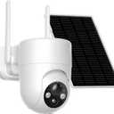 Solar Camera Outdoor Wireless, 2K Color Night Vision, Security Cameras Wireless Outdoor with 360View, Battery Powered, 2.4GHz WiFi, Instant Alerts, IP65 (White)