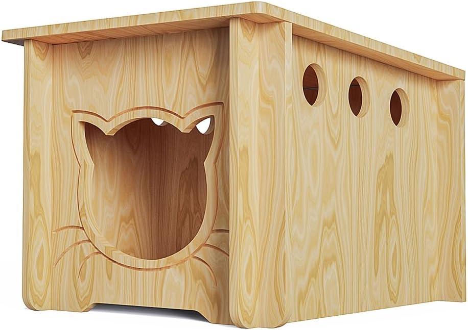 Pinewood Cat House, Wooden Bunny Rabbit Cat Hutch Outdoor Pet Cage Shelter Feral Cat House, Small Pet House and HabitatsEasy to Assemble