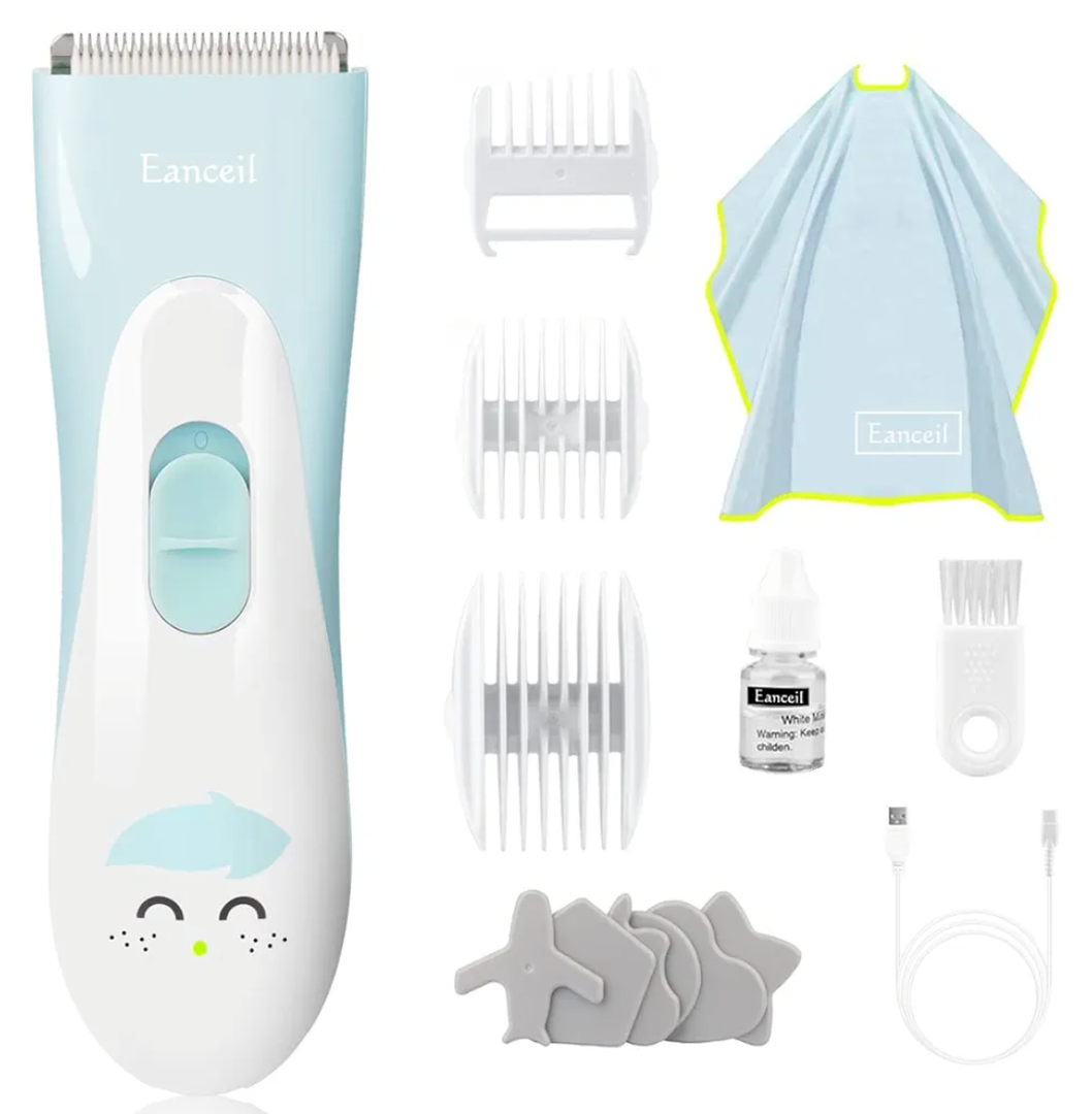 Baby Hair Clippers, Ceramic Blade Electric Kids Hair Trimmer, Ultra-Quiet Cordless Rechargeable Waterproof Haircut Kit for Kids & Adult