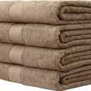 Luxury Oversized Bath Towels | 650 GSM, 34" x 56" | Hotel Quality, Soft & Highly Absorbent | Quick Dry, Thick, Combed Cotton Bathroom Towels | Mocha - 4 Pack