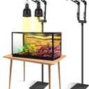 Dual Reptile Lamp Stand Reptile Light Stand with Two Flexible Brackets, Height Adjustable (15.7 inch to 74.3 inch) for Hanging Heat Lamp Holder and Light Fixture