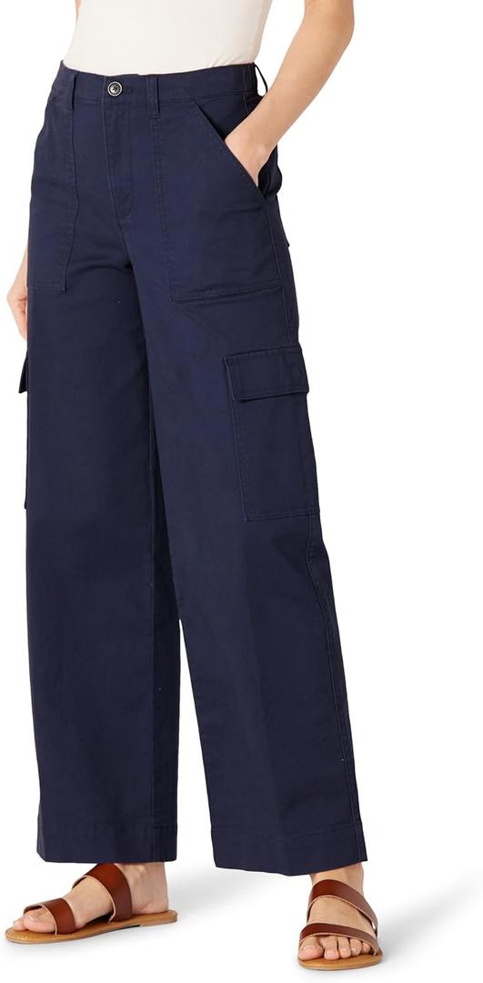 Amazon Essentials Women's High-Rise Relaxed-Fit Full-Length Cargo Pants (2, Navy)