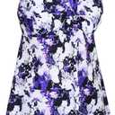 DANIFY Womens Plus Size Swimsuits Tankini Swimdress Cover Up Swimwear Two Piece Bathing Suit Retro Skirted Swim Dress (Blue, XL)