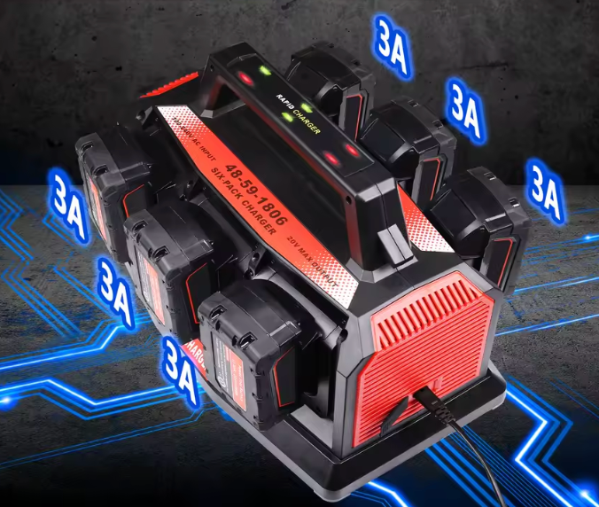 6-Ports Super Simultaneous battery Charger for Milwaukee M18 Battery Compatible with Milwaukee 14.4V- 18V Li-Ion Battery Tools