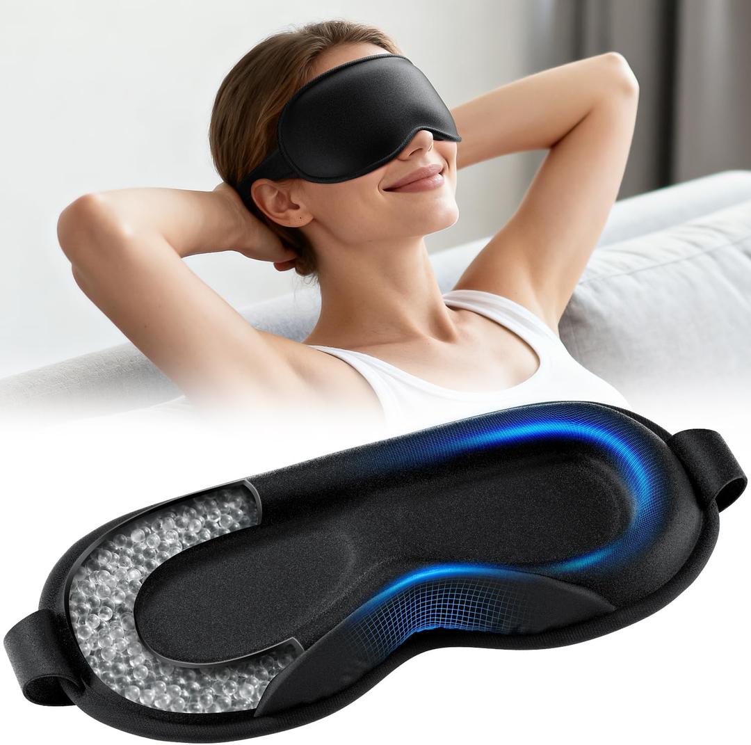 Weighted Eye Mask for Sleeping - Sleep Mask for Women & Men, Blackout 3D Contoured Sleeping Mask for Side Sleeper, Zero Pressure Soft Night Eye Cover with Adjustable Strap for Travel, Black (1 Count (Pack of 1))