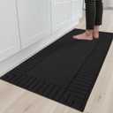 BEQHAUSE-Kitchen-Rugs-and-Mats Non Slip Kitchen Runner Rug Absorbent Kitchen Mats for Floor Machine Washable Kitchens Floormat, Black, 2' x 5'