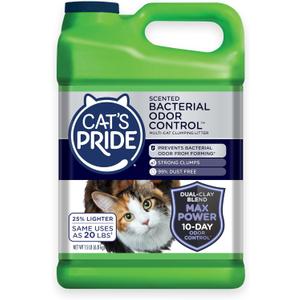 Cat's Pride Max Power: Bacterial Odor Control - Up to 10 Days of Powerful Odor Control - Strong Clumping - 99% Dust Free - Multi-Cat Litter, Scented, 15 Pounds