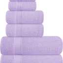 Elvana Home Ultra Soft 6 Pack Cotton Towel Set, Contains 2 Bath Towels 28x55 inch, 2 Hand Towels 16x24 inch & 2 Wash Coths 12x12 inch, Ideal for Everyday use, Compact & Lightweight - Dark Purple