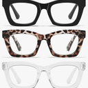 Cat Eye Reading Glasses for Women - 3 Pack Blue Light Readers with Spring Hinge, Stylish Computer Glasses