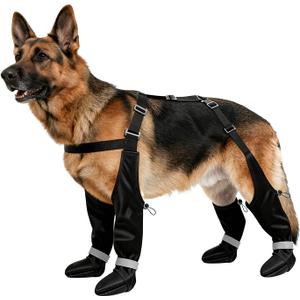 Dog Boots with Adjustable Suspender, Anti-Slip Dog Shoes, Waterproof Paw Protector for Rainy, Snowy, Hot Pavement, XL