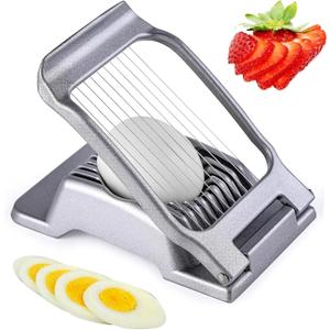 Egg Slicer for Hard Boiled Eggs, Heavy Duty, Dishwasher Safe, Stainless Steel Wire Cutter for Eggs, Strawberries, Bananas, Mushroom & Soft Fruits